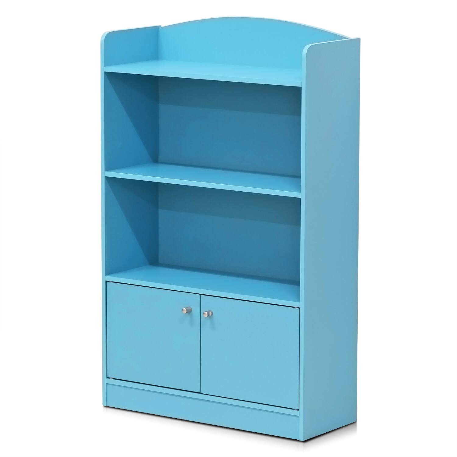 Front. Furinno - Lova Bookshelf with Storage Cabinet - Light Blue.