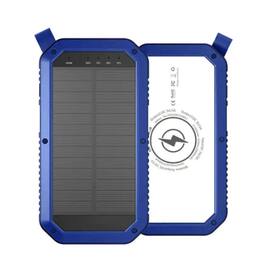 Kitcheniva - Mini Solar Power Bank 10,000mAh Wireless Charging With LED Flood Light - Blue