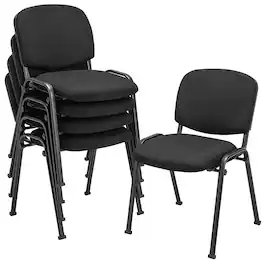 Costway - Set of 5 Office Guest Chair Stackable Reception Chair Waiting Conference Room - Black