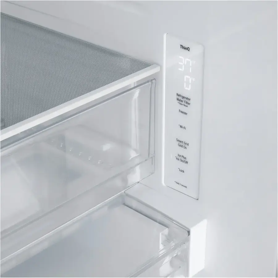 ThinQ 3T 0 Water Refrigerator "t Filter heu Freezer "WF) am2 Grid Grid On Ice Ie Pus MOVIO "Lack ' - .