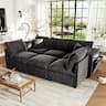 Whisen - Modular Sectional Sofa U-Shaped Couch with Ottoman, Storage Armrests and USB Ports - Black