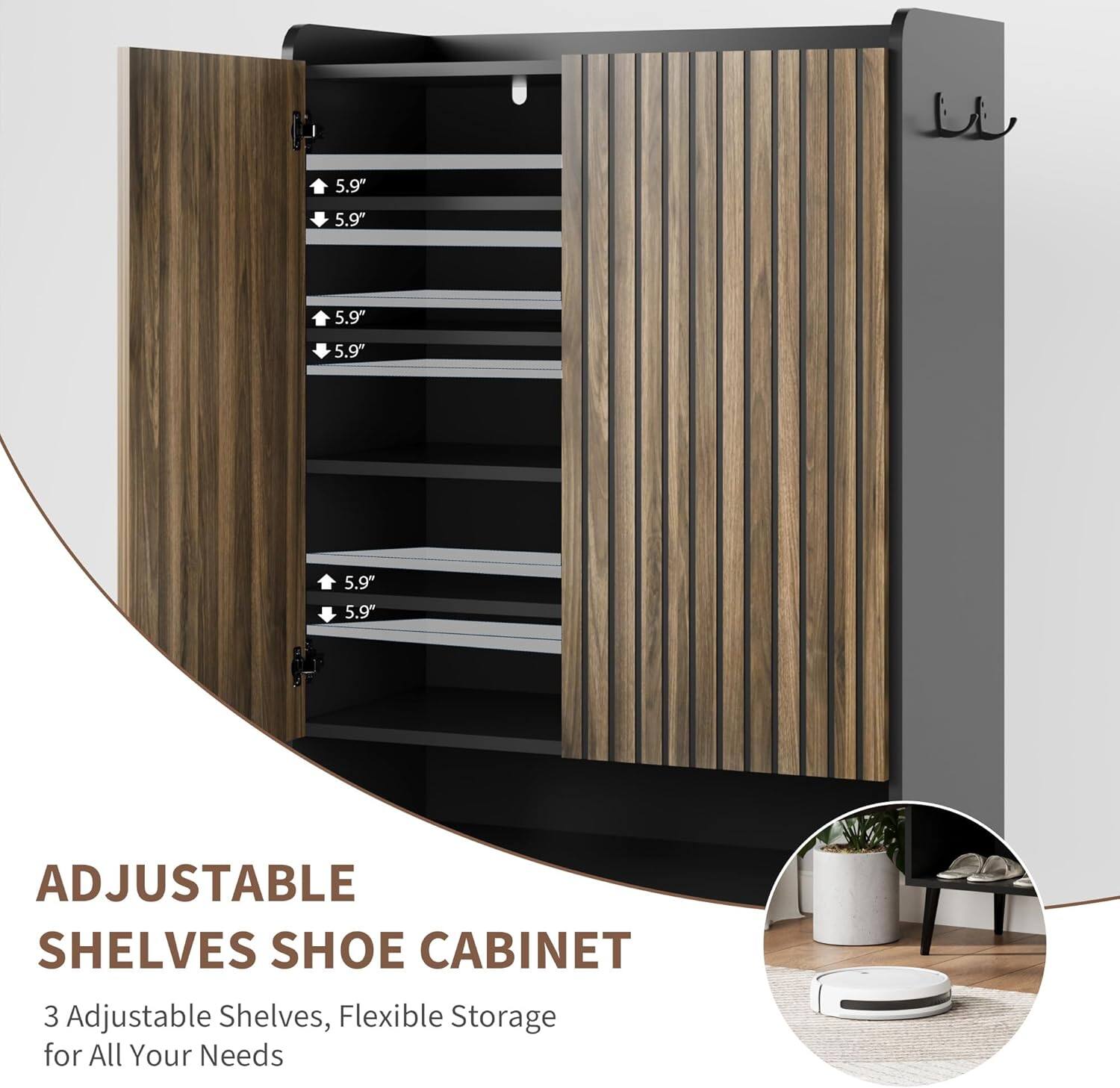ADJUSTABLE SHELVES SHOE CABINET

3 Adjustable Shelves, Flexible Storage for All Your Needs