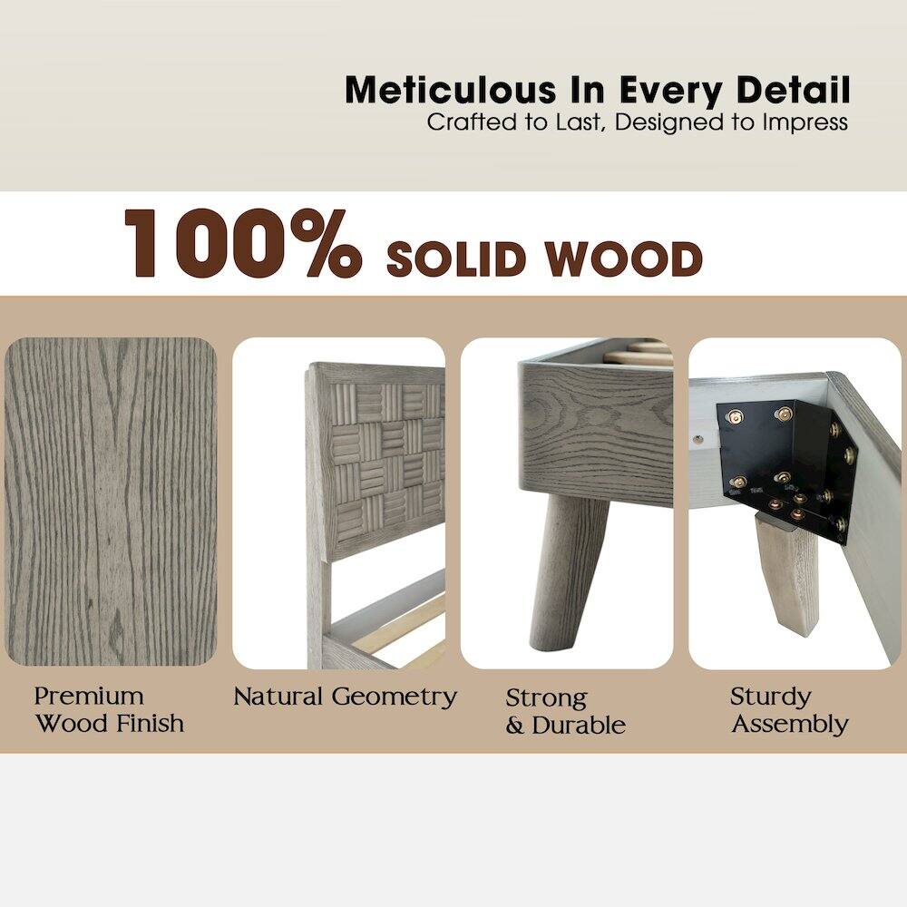 Meticulous In Every Detail  
Crafted to Last, Designed to Impress  

100% SOLID WOOD  

Premium Wood Finish  
Natural Geometry  
Strong & Durable  
Sturdy Assembly