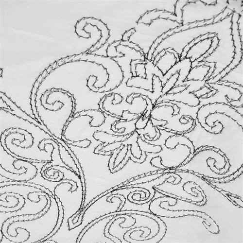 Left. Hivvago - King size White Damask Embroidered 4 Piece Oversized Bedspread Set - White.