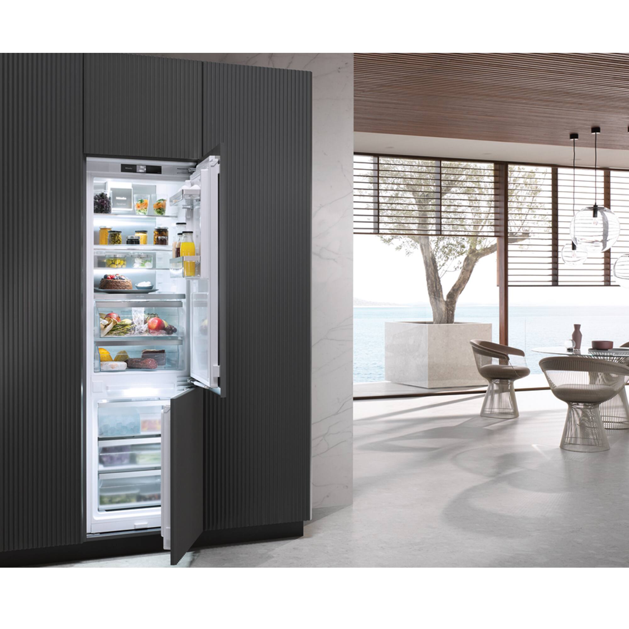 Alt View 13. Miele - KFN 7795 D 24" 8.7 Cu. Ft. Built-In Refrigerator-Freezer with PerfectFresh Active, IceMaker and WiFi - Custom Panel Ready.