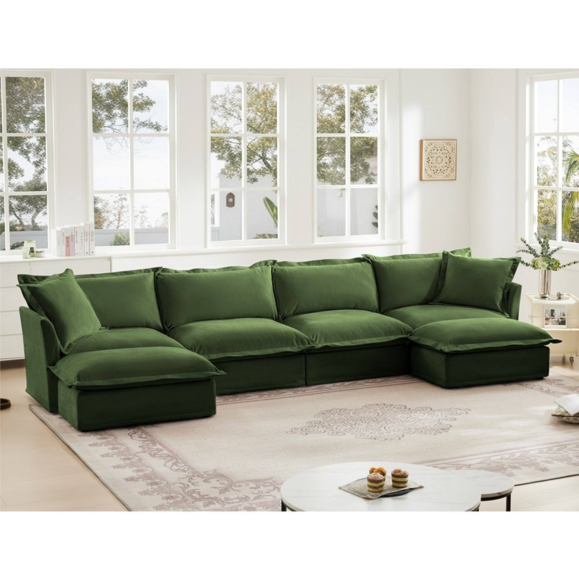 Alt View 2. Boyel Living - Slipcovered Chenille 4 Seater Cloud Sofa - Green.