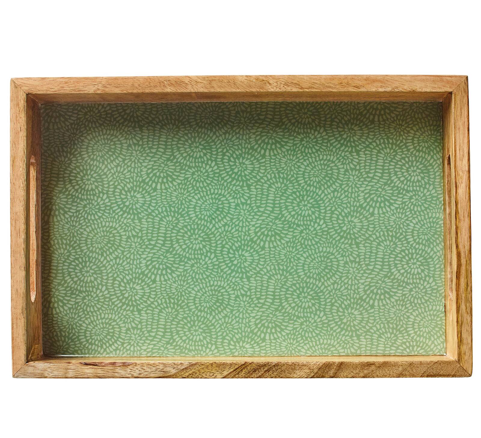 Alt View 1. Zassenhaus - Mango Wood Lacquered Serving Tray, 12" x 8" x 2", Green - Green.