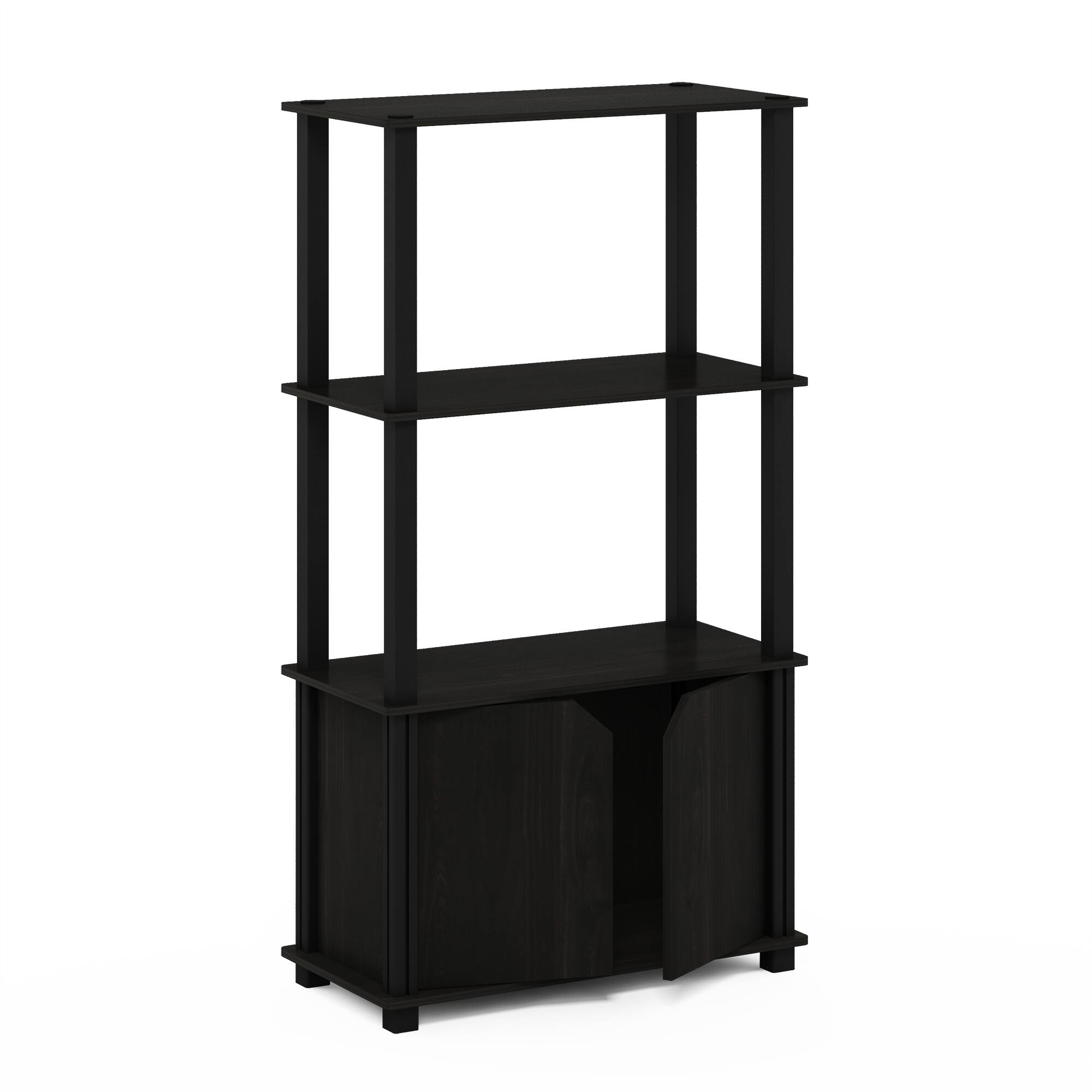 Alt View 4. Furinno - Go Green 4-Tier Multipurpose Display Shelf with Door, Espresso/Black - Espresso/Black.