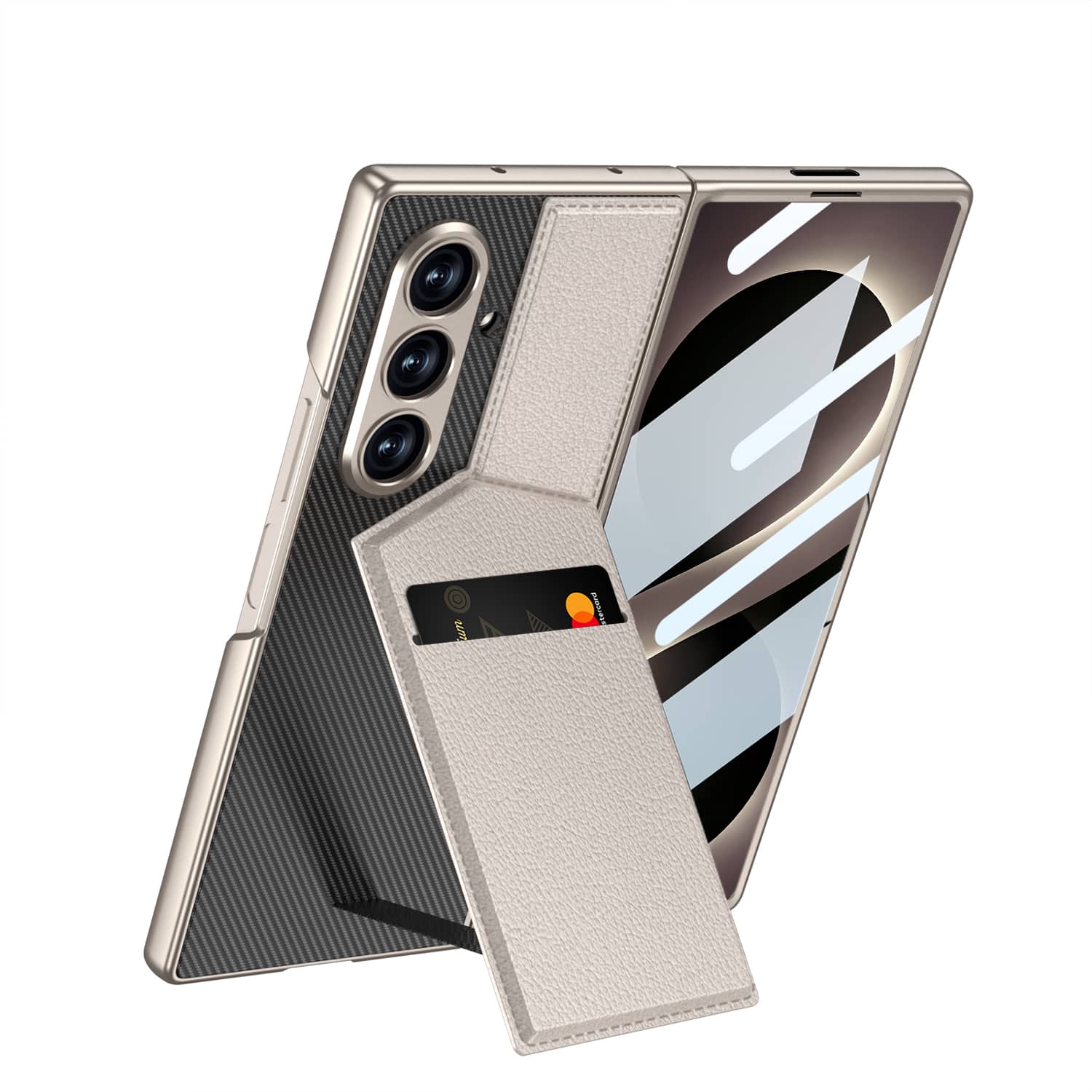 Dteck - for Samsung Galaxy Z Fold8 Ultra Case with Built-in Tempered Glass Protector, Slim Card Pocket Kickstand Hybrid Cover - Titaniumgray price history on PriceWatchPro