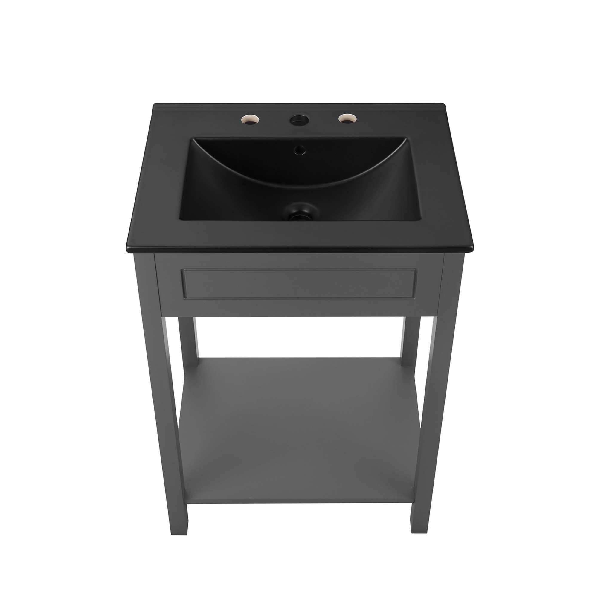 Alt View 4. Modway - Altura Bathroom Vanity Basin Included by Modway - Gray Black.