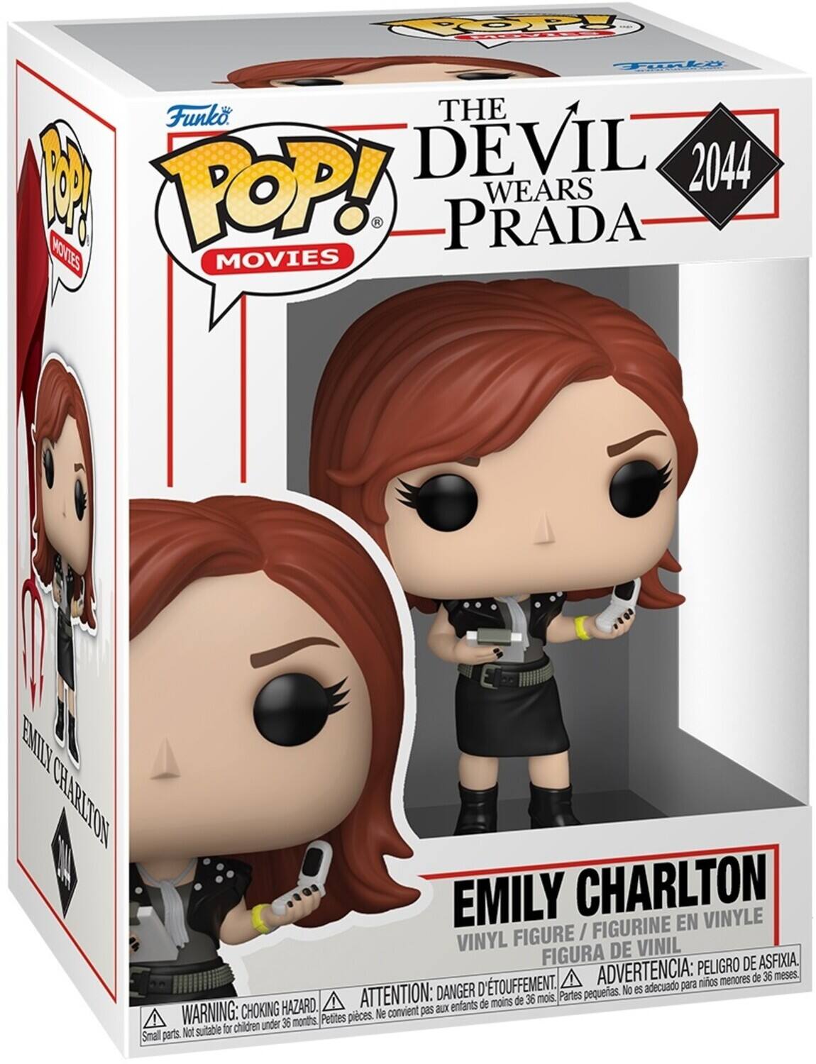 Funko POP! MOVIES  
THE DEVIL WEARS PRADA  
2044  
EMILY CHARLTON  
VINYL FIGURE / FIGURINE EN VINYLE / FIGURA DE VINIL  
WARNING: CHOKING HAZARD - Small parts. Not suitable for children under 36 months.  
ADVERTENCIA: PEORIGRO DE ASFIXIA. D'TOUFFEMENT.  
ATTENTION: aux enfants de moins de 36 mois.