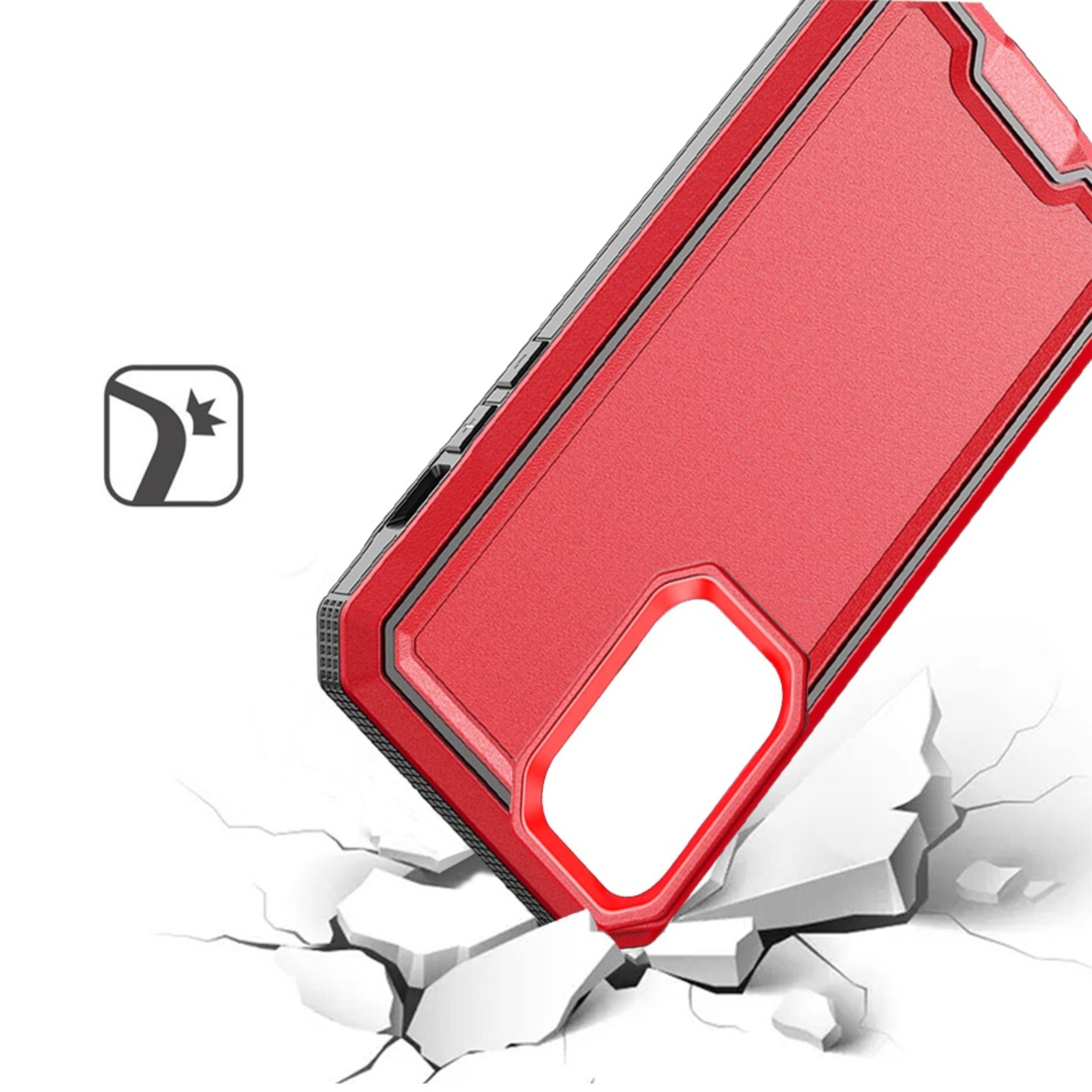 Left. Kitcheniva - Shockproof Rugged Fused Phone Case For Samsung Galaxy S24+ Red - Red.