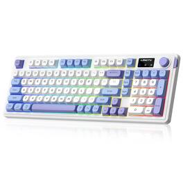 METALTON - L98 Cute Creamy With Number Pad Tri mode Bt5 0 2 4ghz c Quiet Computer Keyboards For Pc Laptop - White & Blue & Purple