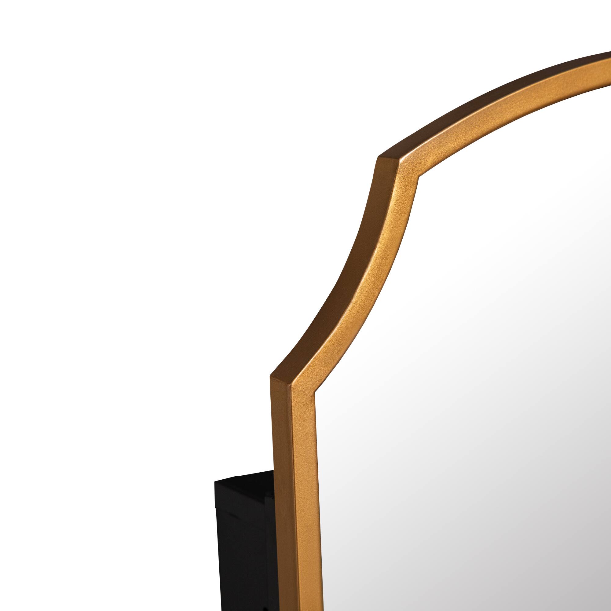 Alt View 6. PexFix - 19.7" x 29.9" Gently Arched Bathroom Mirror Medicine Cabinet  - Metal Frame, Recessed or Surface Mount - Gold.