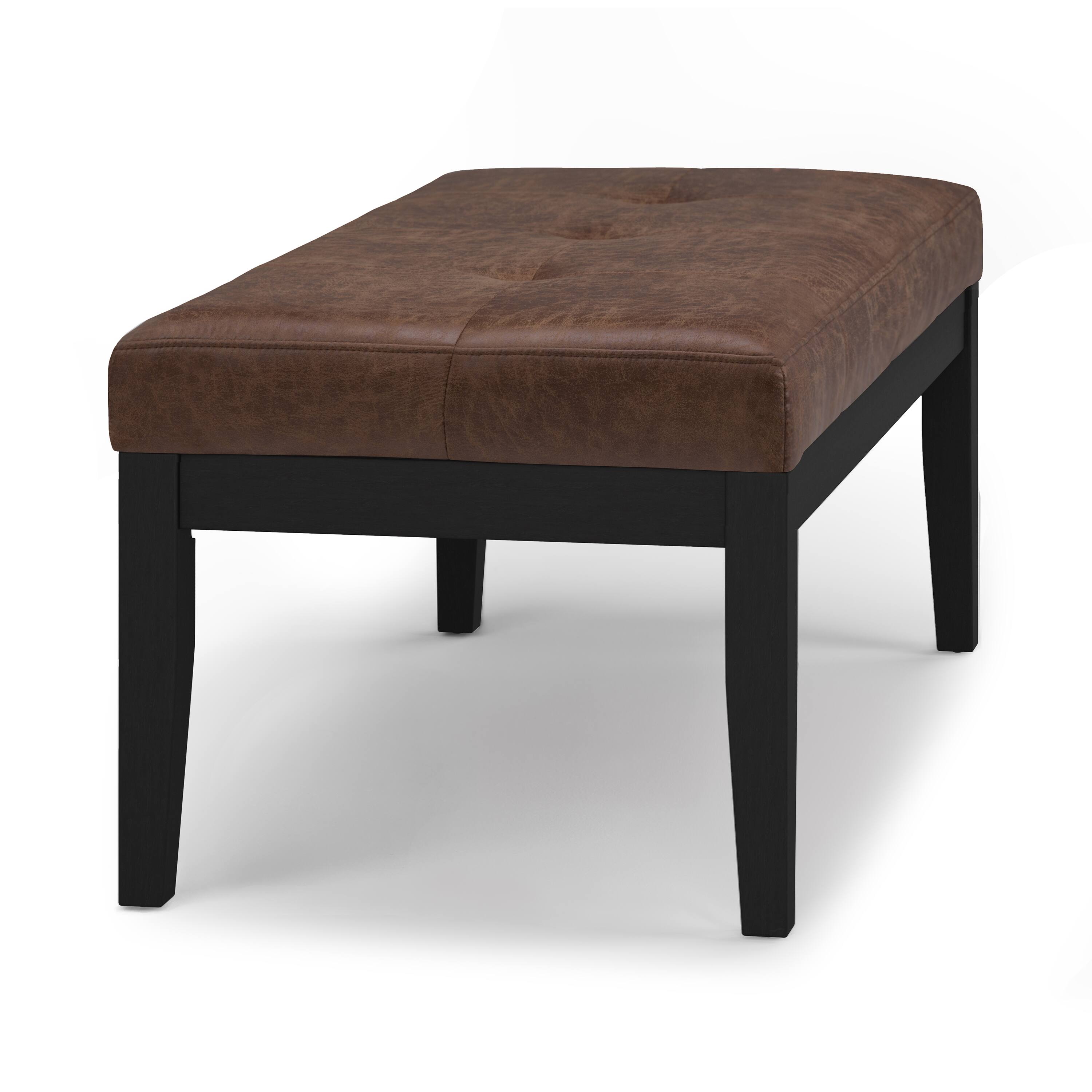 Alt View 12. Simpli Home - Lacey Tufted Ottoman Bench - Distressed Chestnut Brown.
