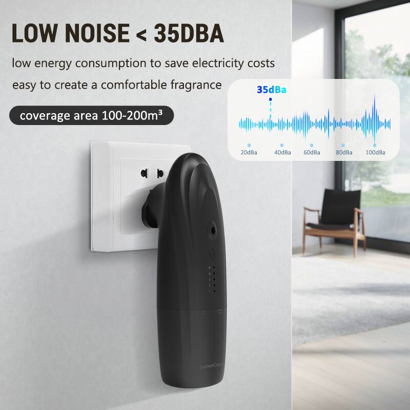 LOW NOISE < 35DBA  
low energy consumption to save electricity costs  
easy to create a comfortable fragrance  
coverage area 100-200m³  

35dBa  
20dBa 40dBa 60dBa 80dBa 100dBa