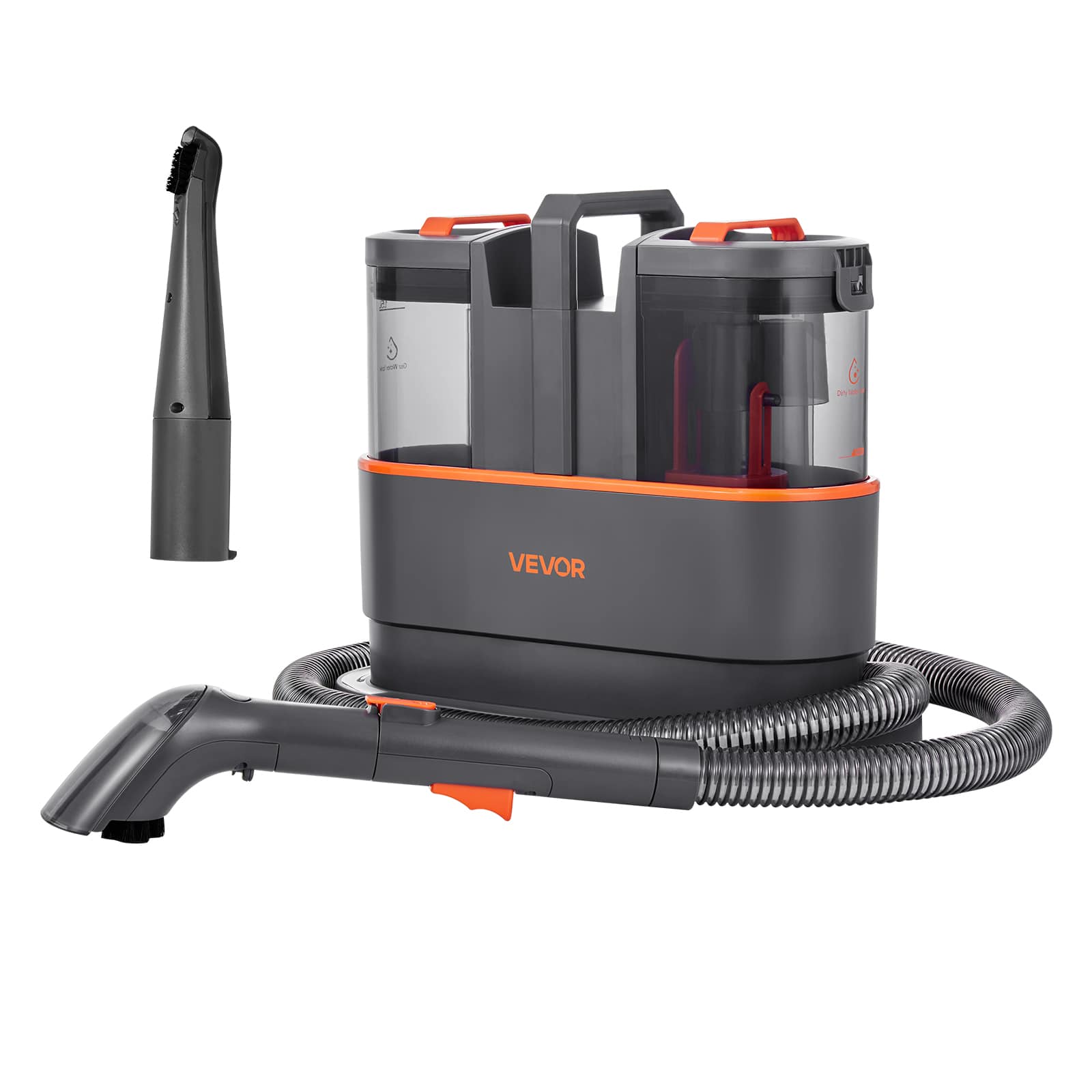 VEVOR - Carpet Cleaner Machine, 50.72 oz Clean Water Tank & 27.05 oz Dirty Water Tank, Portable Upholstery Shampooer - Dark Gray;Orange