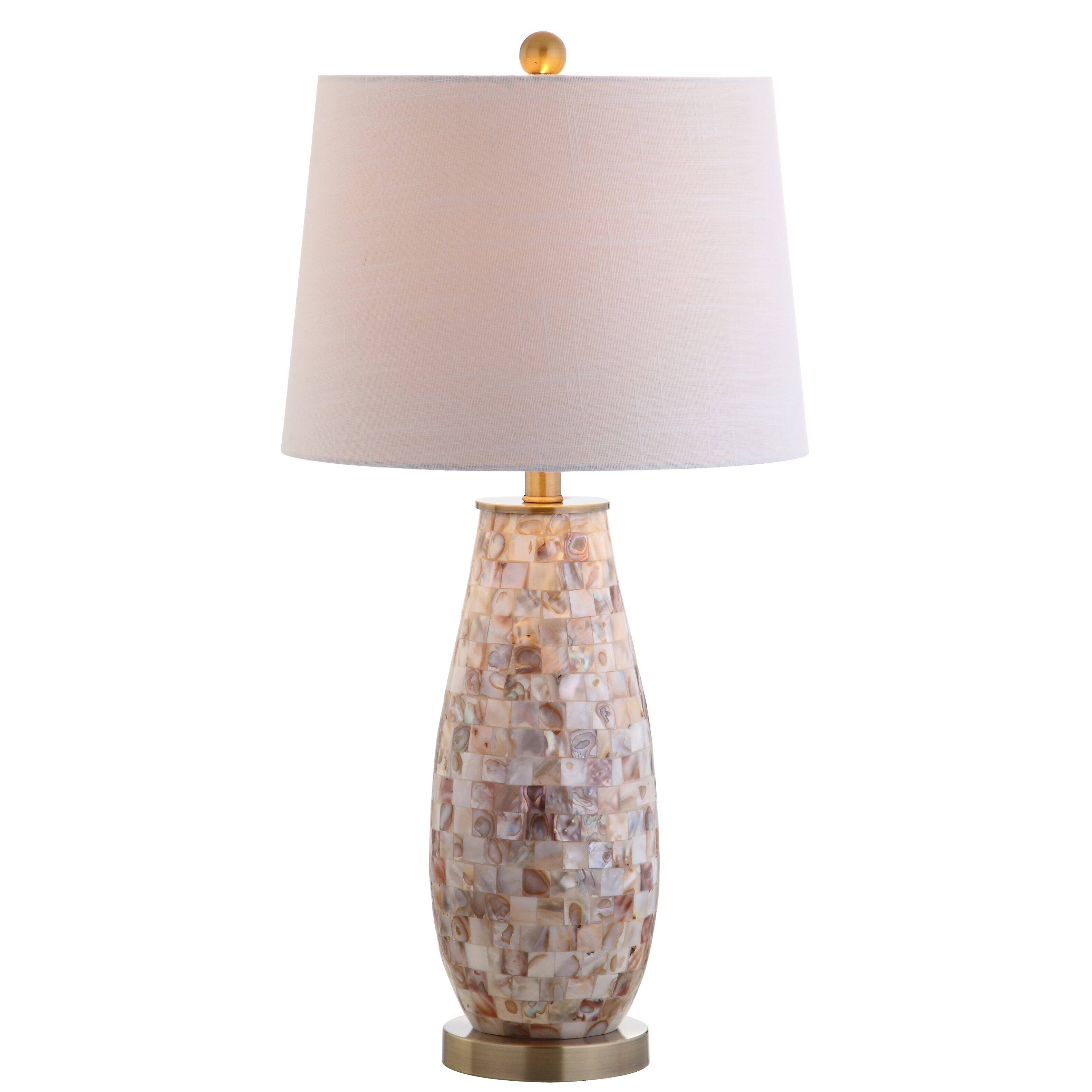 Jonathan Y - Jocelyn 28" Seashell LED Table Lamp, Natural - Natural/Brass Gold