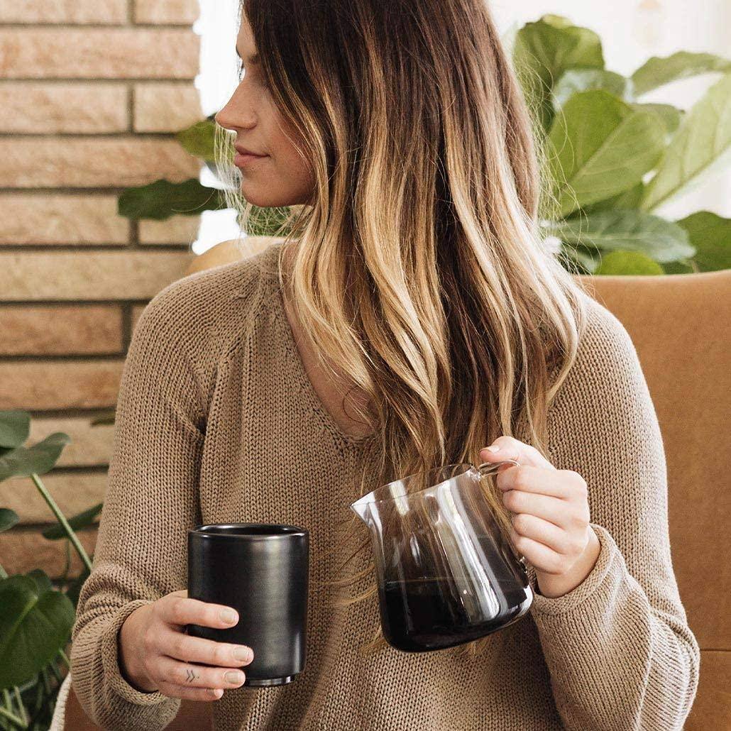 Alt View 5. Dapper Styles - Mighty Glass Carafe - Manual Pour Over Coffee Beaker And Tea Steeper Borosilicate Decanter 16. Smoke Container - Clear.
