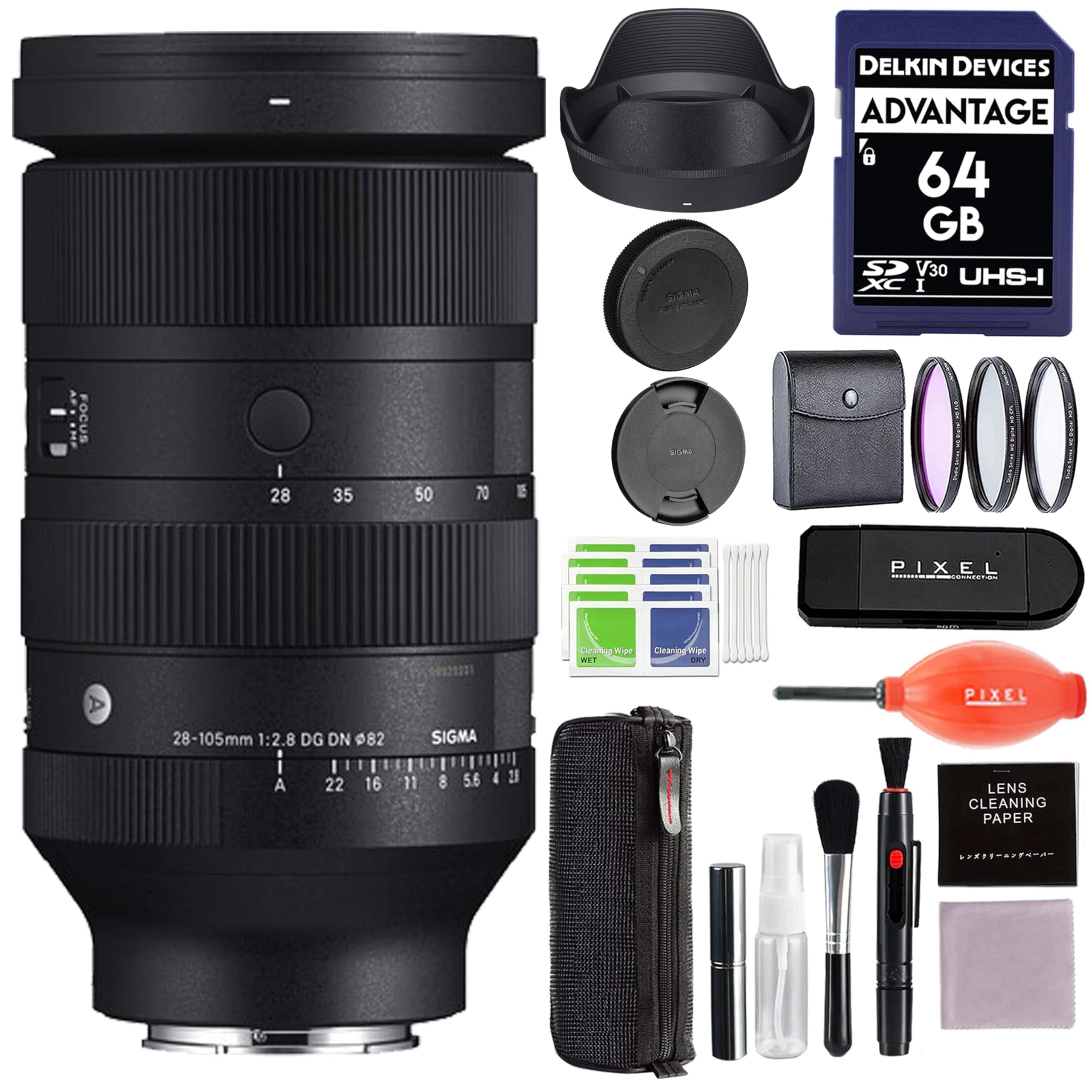Sigma - 28-105mm f/2.8 DG DN Art Lens for Sony E Mount with Advance Accessories and Travel Bundle | 636965 - Black