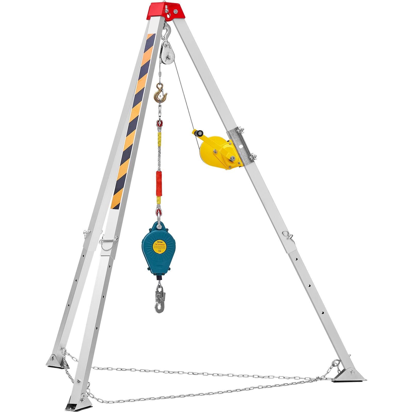 Alt View 5. VEVOR - Confined Space Tripod Kit, 1200 lbs Winch, Confined Space Tripod 7' Legs and 98' Cable, Confined Space Rescue Tripod - Silver.