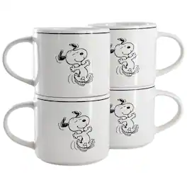 Peanuts - Best Day Ever 4 Piece 16 Ounce Stoneware Mug Set - White