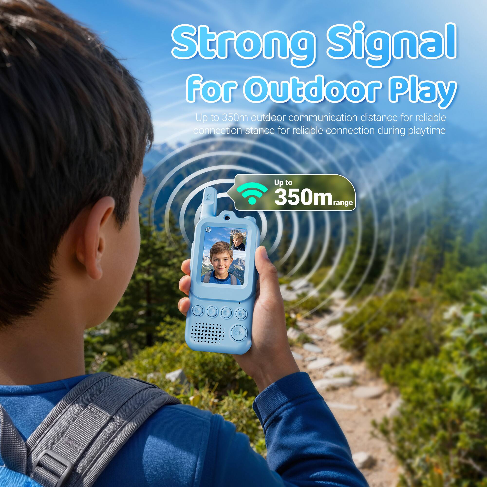 Strong Signal for Outdoor Play  
Up to 350m outdoor communication distance for reliable connection stance for reliable connection during playtime  
Up to 350m range