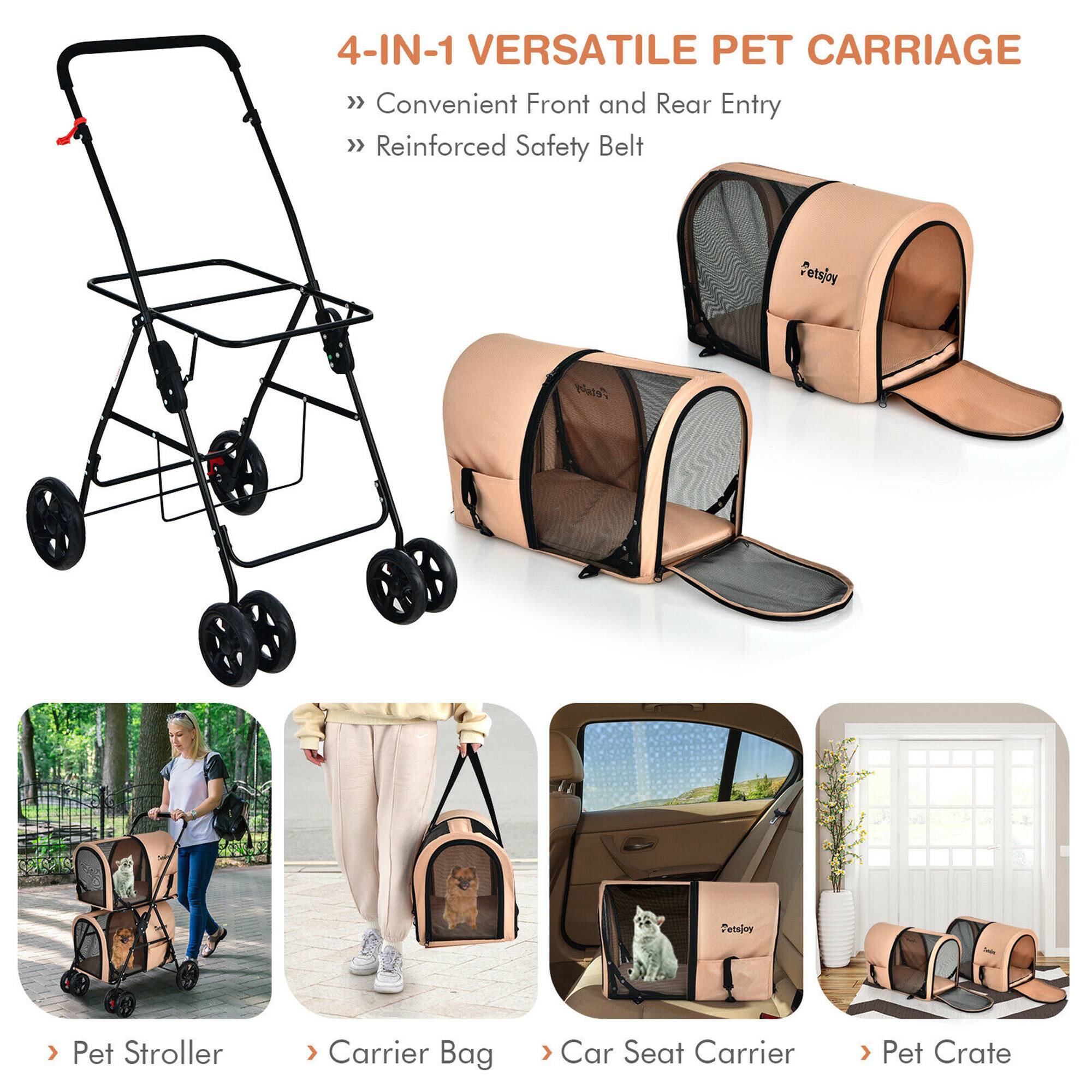 4-IN-1 VERSATILE PET CARRIAGE

- Convenient Front and Rear Entry
- Reinforced Safety Belt

Pet Stroller

Carrier Bag

Car Seat Carrier

Pet Crate