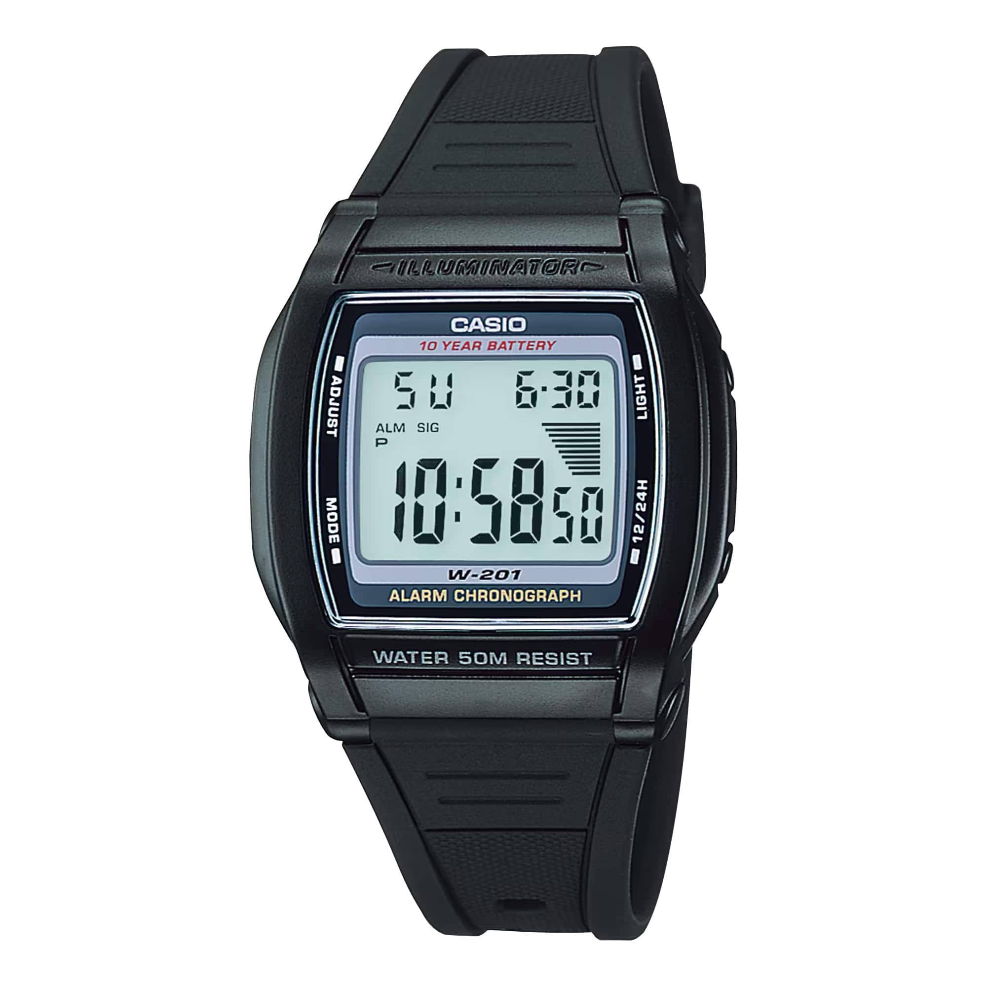Casio - Men's Illuminator Digital Watch with Dial - W-201-1AV - Black