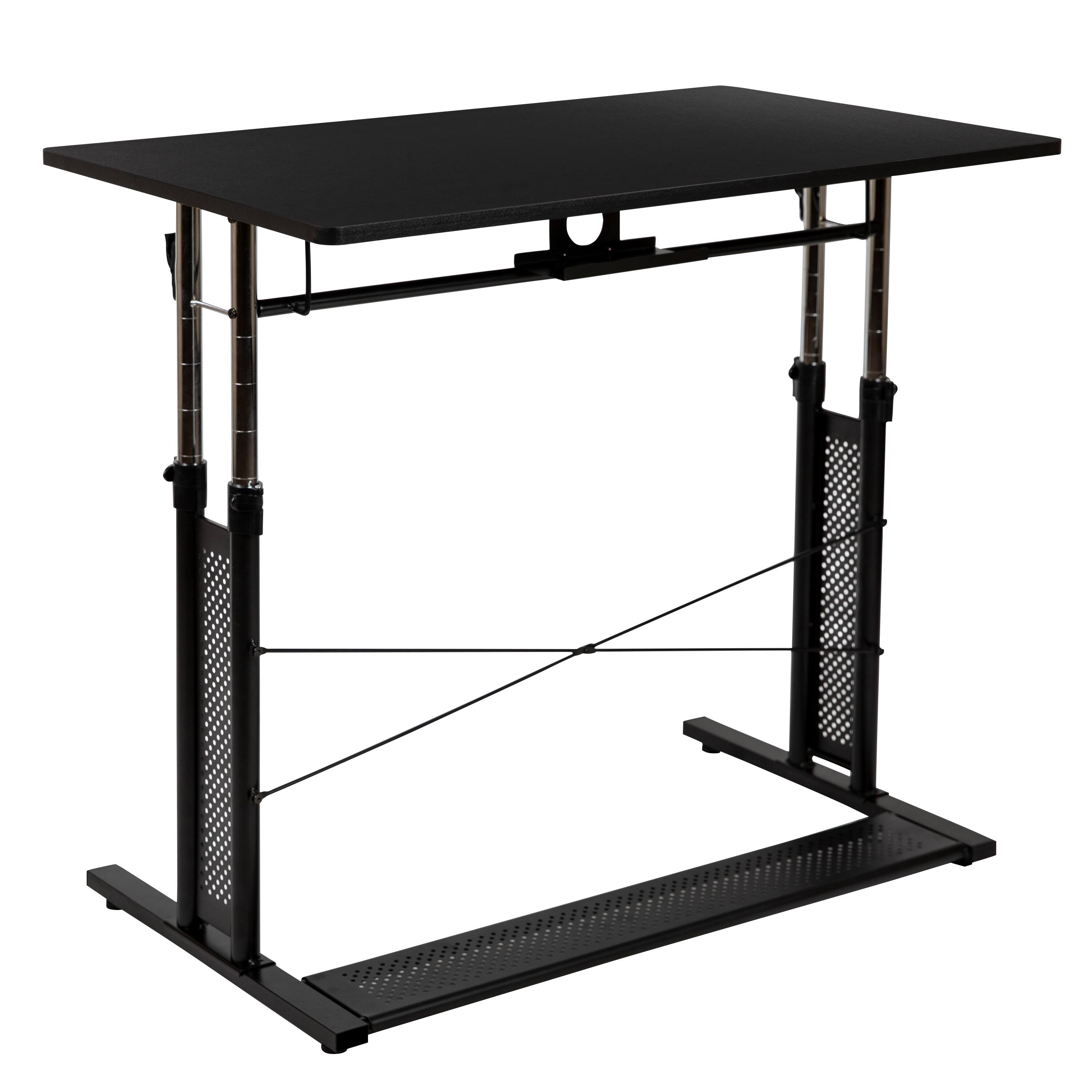 Alt View 5. Emma + Oliver - Height Adjustable (27.25-35.75"H) Sit to Stand Home Office Desk - Black.