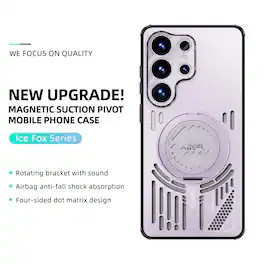 Dteck - Rugged Case for Samsung Galaxy S26 Ultra with Ring Stand, Magnetic Shockproof Slim Heat Dissipation Protective Cover - Purple