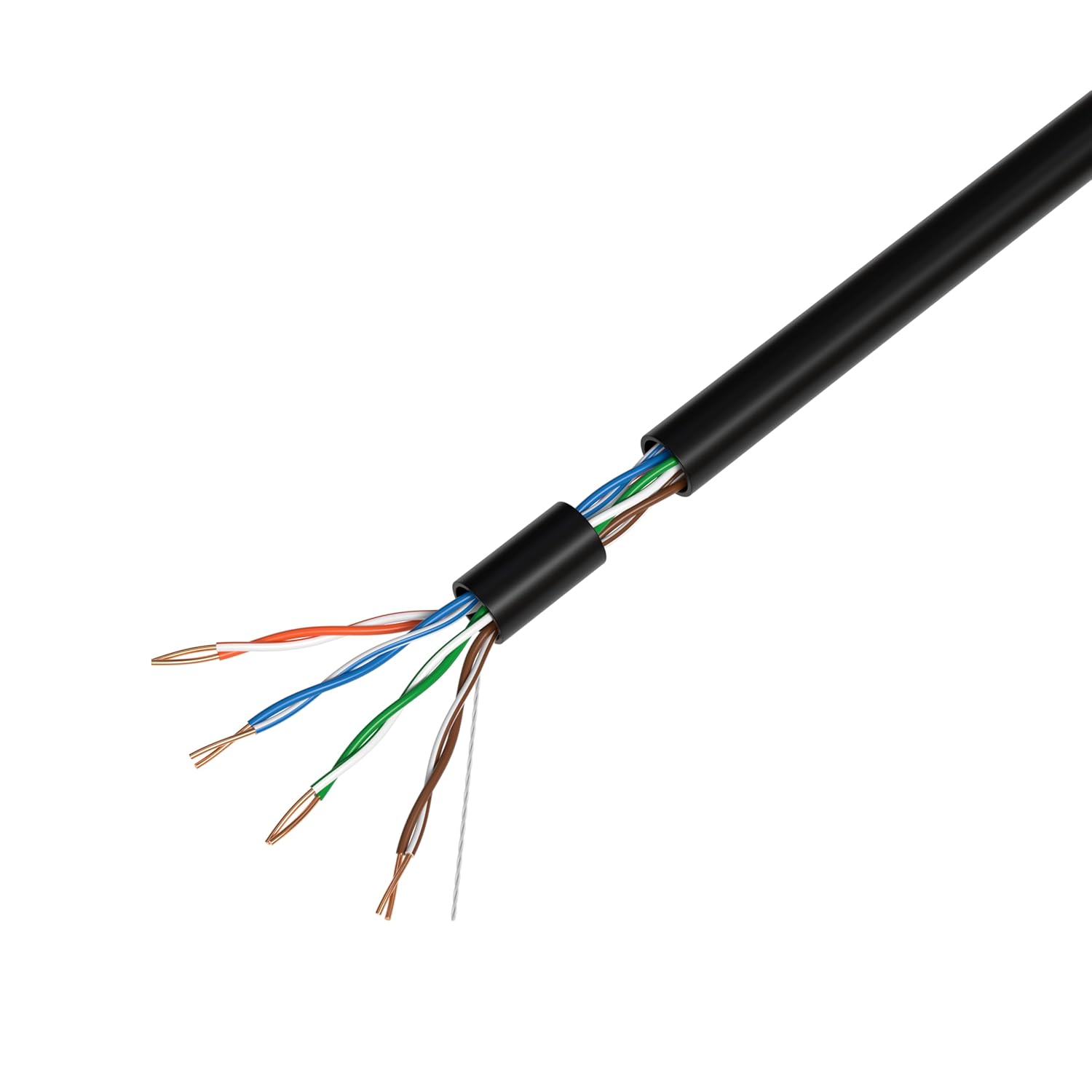 Left. Cables Direct Online - 500ft Cat5e Solid 24AWG Cable UTP Cat5 Bulk Pull Box Network Copper Clad Aluminum LAN Wire, Unshielded, Black.