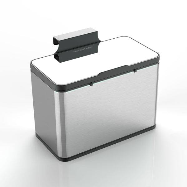 Angle. Nine Stars - Kitchen Compost Caddy Trash Can 0.8 Gallon.