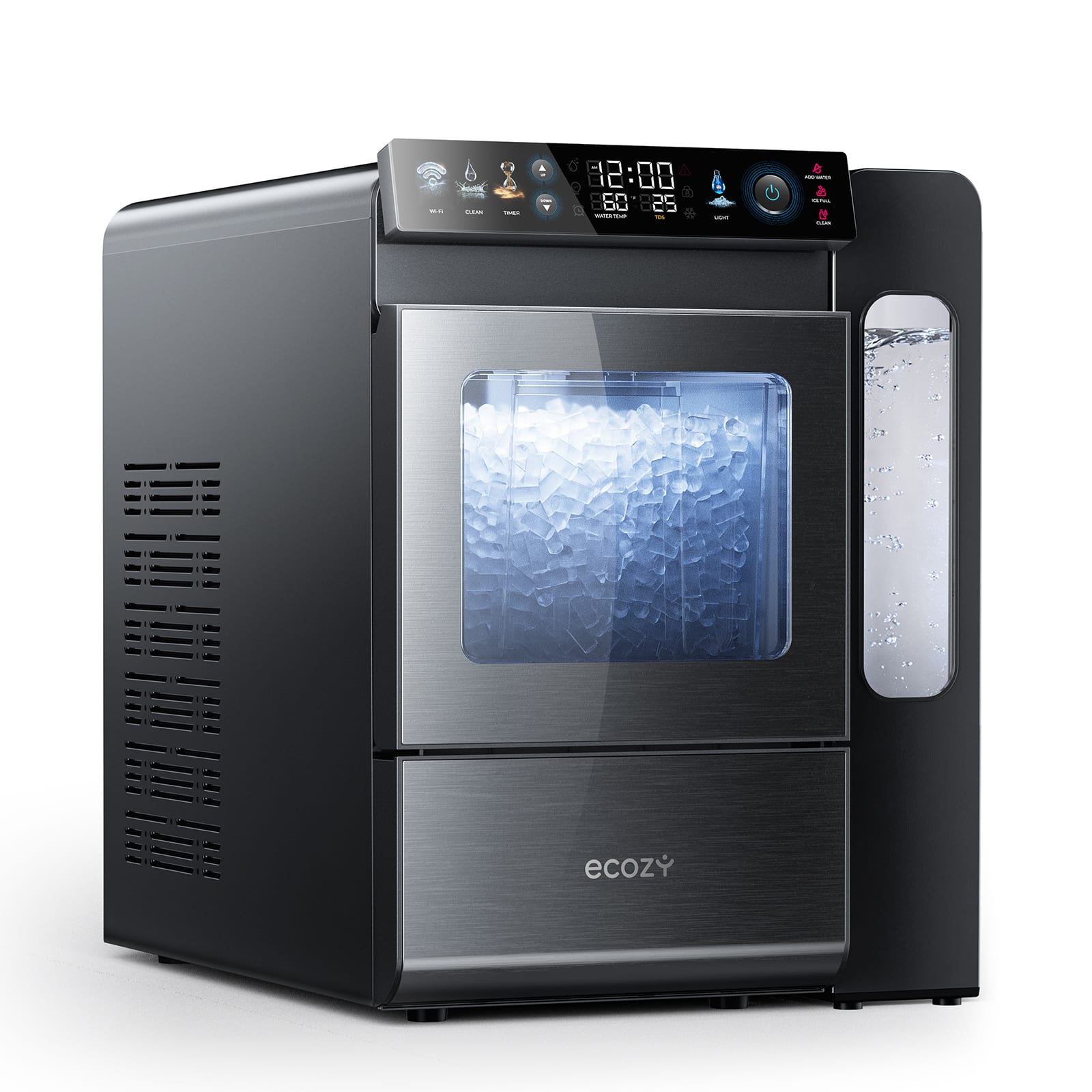 Ecozy Chillio - Smart Nugget Ice Maker Countertop with 1.14 Gal Side Tank 40 lbs/Day, App Control, Dual Water Tanks, Self-Cleaning - Black price history on PriceWatchPro