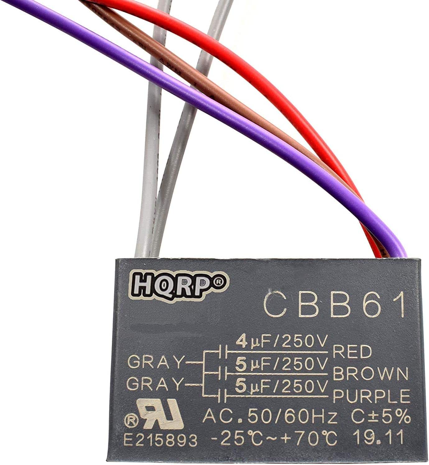 HQRP - Ceiling Fan Capacitor CBB61 4/5/5 uF 5-Wire 250 V AC UL Listed for Harbor Breeze price history on PriceWatchPro