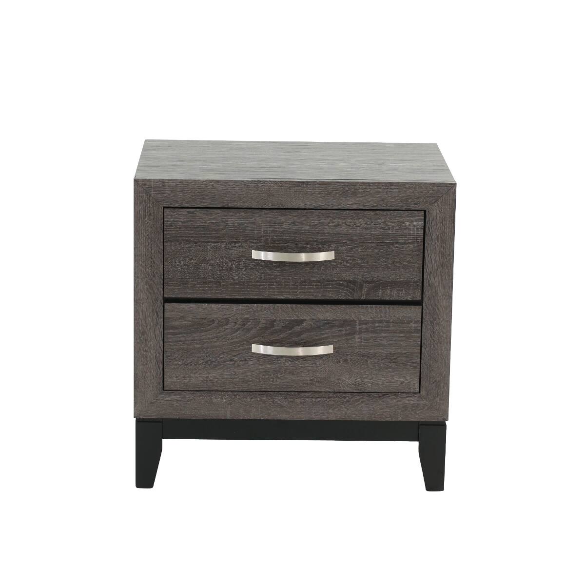 Alt View 9. Loheer - Loheer Rustic Gray Oak Nightstand, Two Drawer Bedside Cabinet for Modern Bedrooms - Gray.