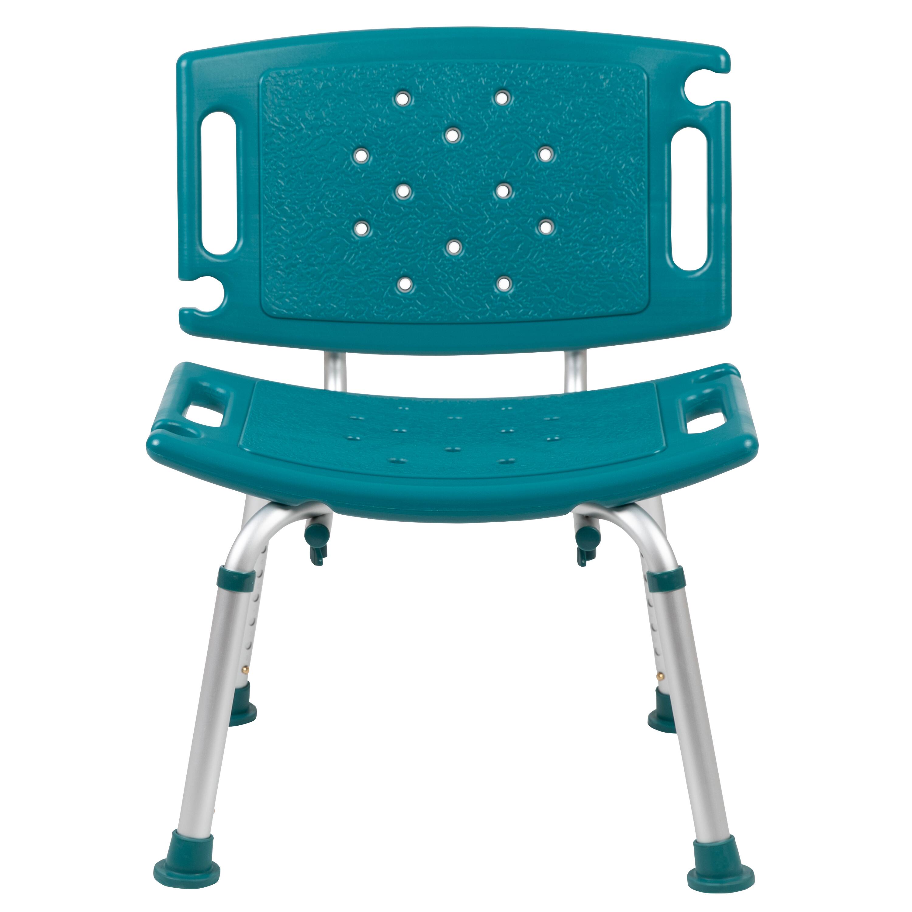 Alt View 8. Emma + Oliver - Tool-Free 300 Lb. Capacity, Adjustable Bath & Shower Chair with Large Back - Teal.