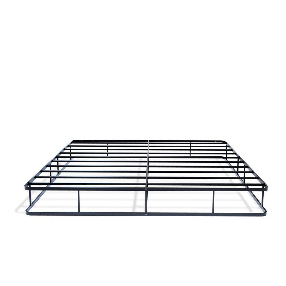 Angle. East West Furniture - DHKBBLK Dothan Metal King Bed Frame with Magnificent Design Headboard and Footboard - Premium Metal Frame in Powder - Black.