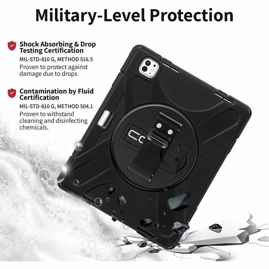 Military-Level Protection

- Shock Absorbing & Drop Testing Certification  
  MIL-STD-810 G, METHOD 516.5  
  Proven to protect against damage due to drops

- Contamination by Fluid Certification  
  MIL-STD-810 G, METHOD 504.1  
  Proven to withstand cleaning and disinfecting chemicals.