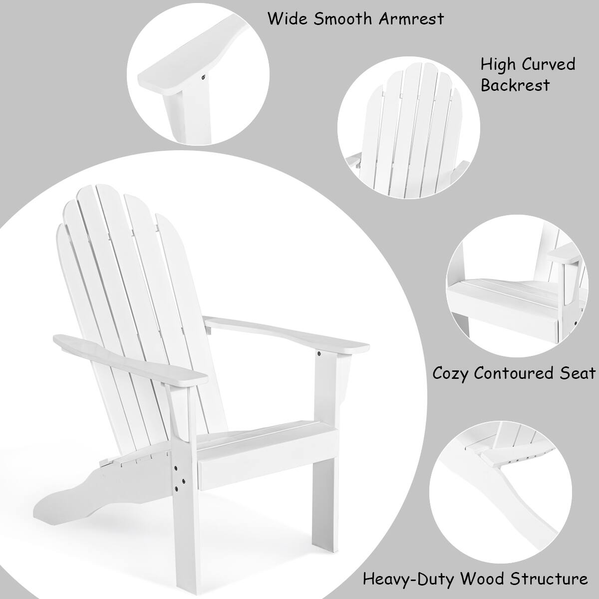 - Wide Smooth Armrest
- High Curved Backrest
- Cozy Contoured Seat
- Heavy-Duty Wood Structure