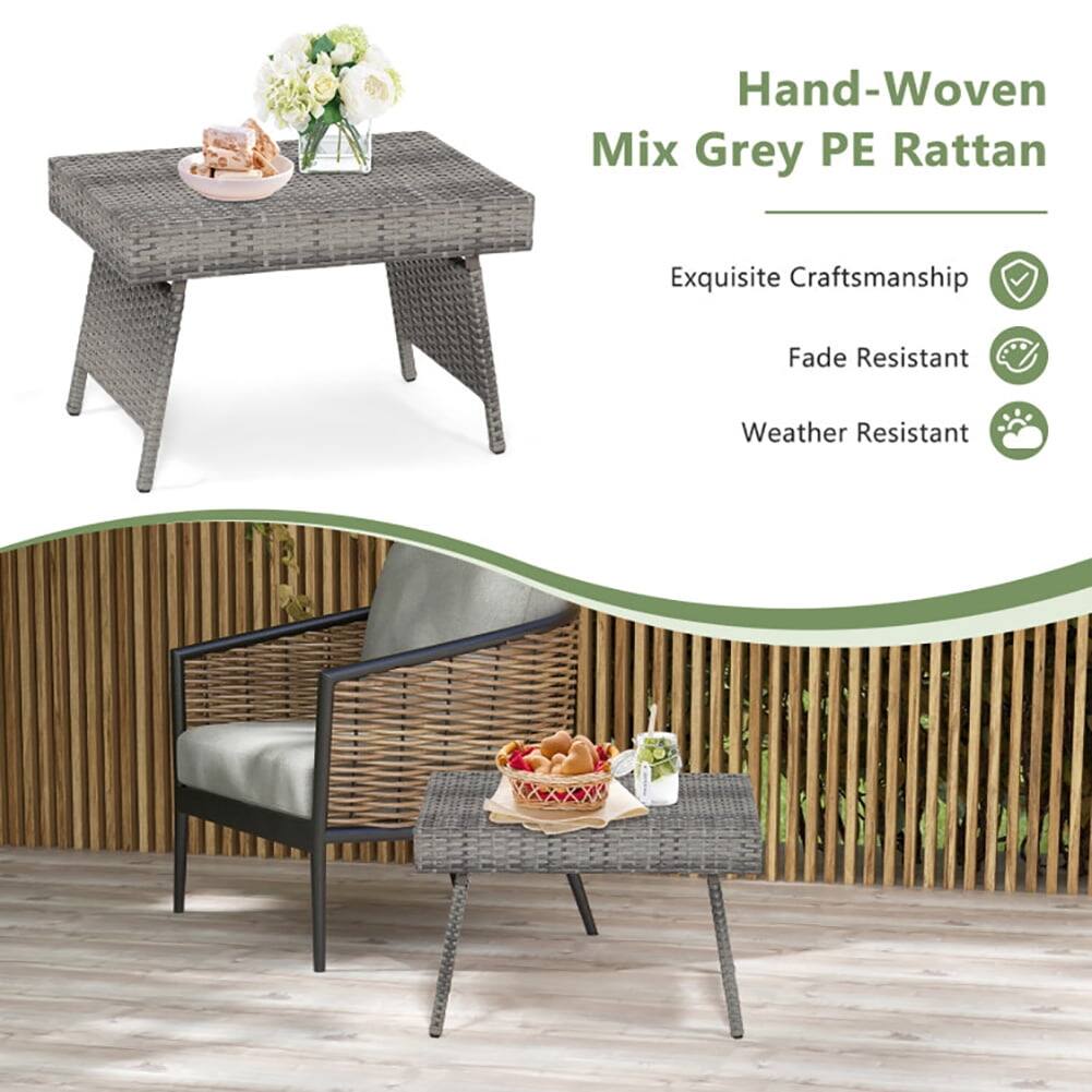 Hand-Woven Mix Grey PE Rattan  
Exquisite Craftsmanship  
Fade Resistant  
Weather Resistant