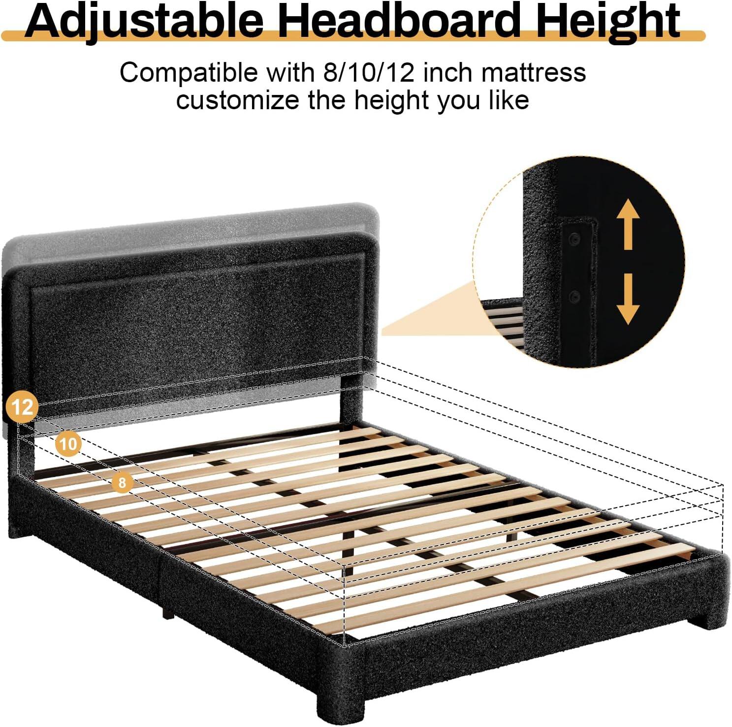 Adjustable Headboard Height

Compatible with 8/10/12 inch mattress customize the height you like