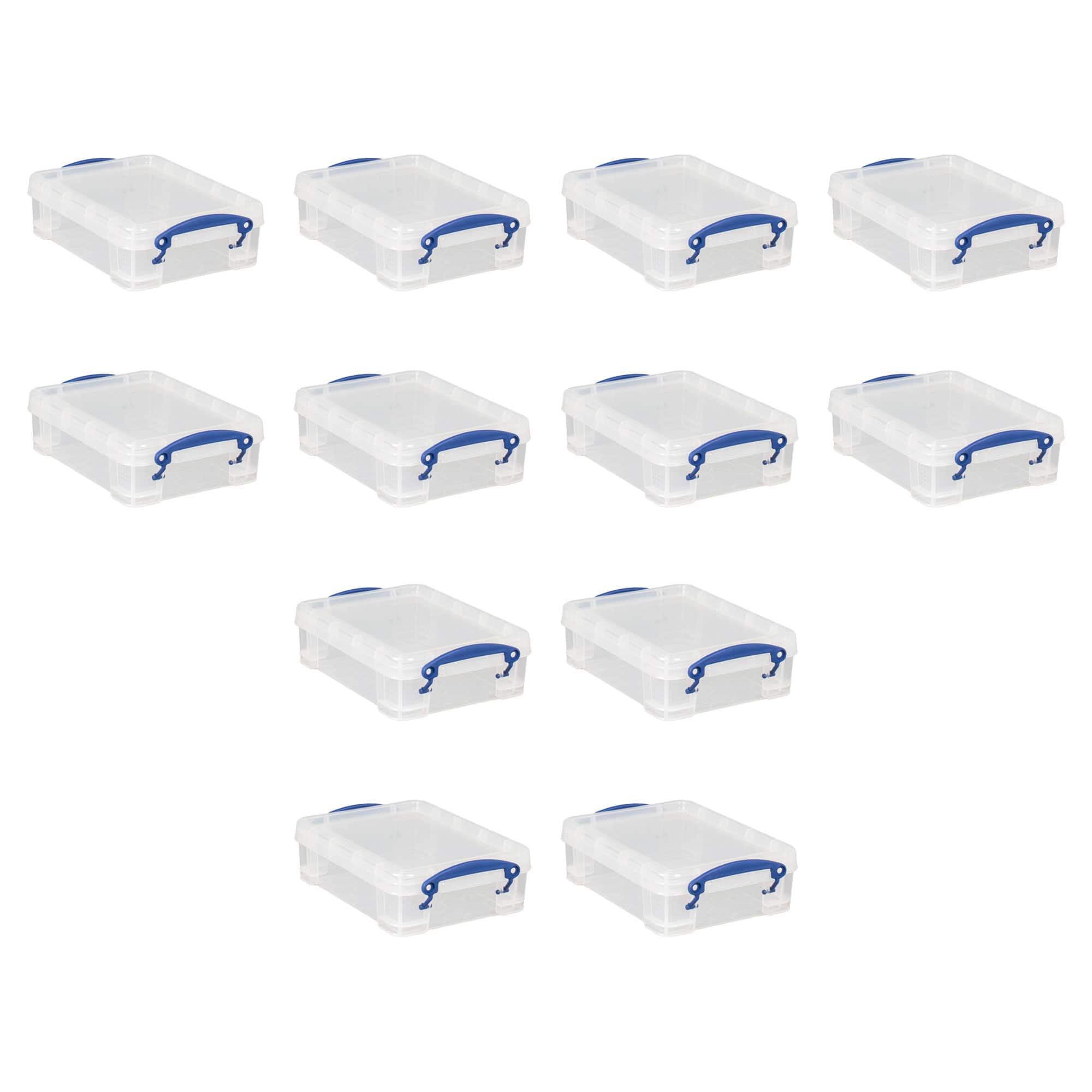 Really Useful Box - 1.75L Storage Bin w/Snap Lid & Clip Lock Handle, 12 Pck - Clear