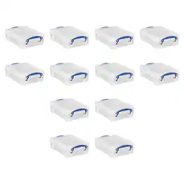 Really Useful Box - 1.75L Storage Bin w/Snap Lid & Clip Lock Handle, 12 Pck - Clear