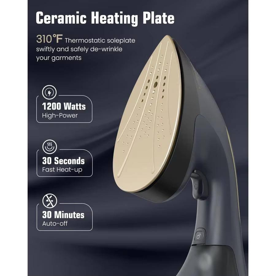 Ceramic Heating Plate

310°F Thermostatic soleplate swiftly and safely de-wrinkle your garments

1200 Watts High-Power

30 Seconds Fast Heat-up

30 Minutes Auto-off