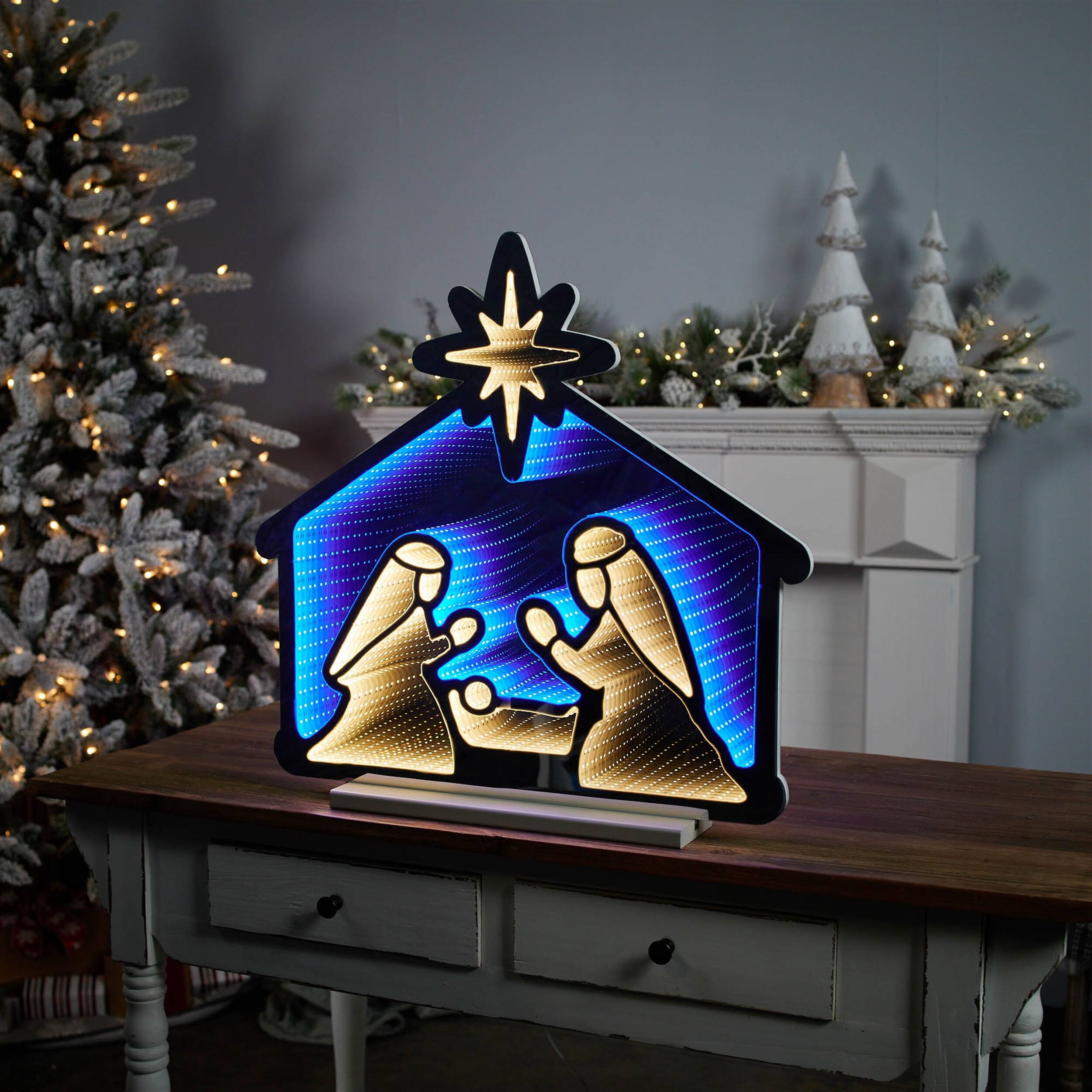 Angle. BreeBe - Nativity Scene Ekkolight 24.5"H - Blue, White.