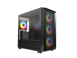 Montech - X5M - Micro ATX Gaming Case, 4x120mm ARGB Fans, Glass Side, Carbon Accents, Black - Black