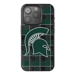 Keyscaper - NCAA - Michigan State Spartans Plaid Bling iPhone Case - 15 - Black
