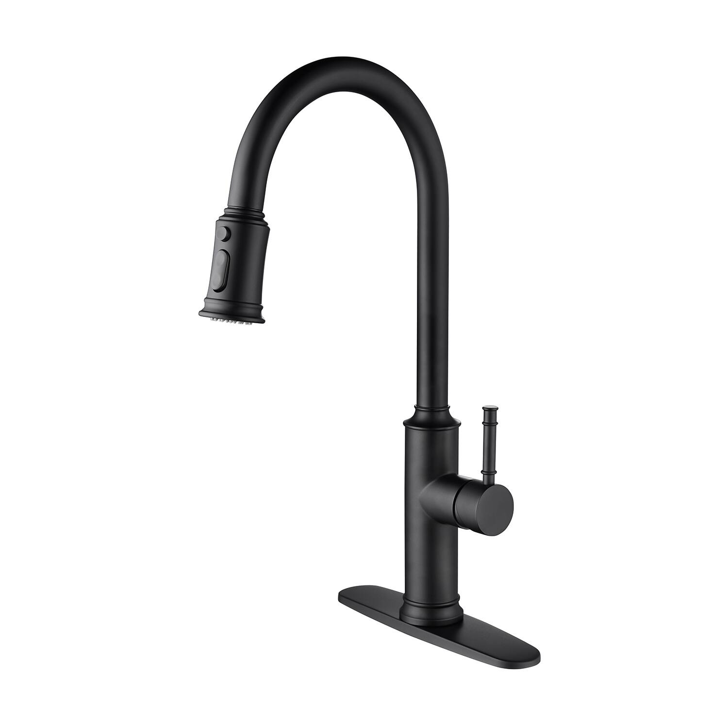 Front. Siljoy - Kitchen Faucet with Pull Out Spraye - Matte Black.