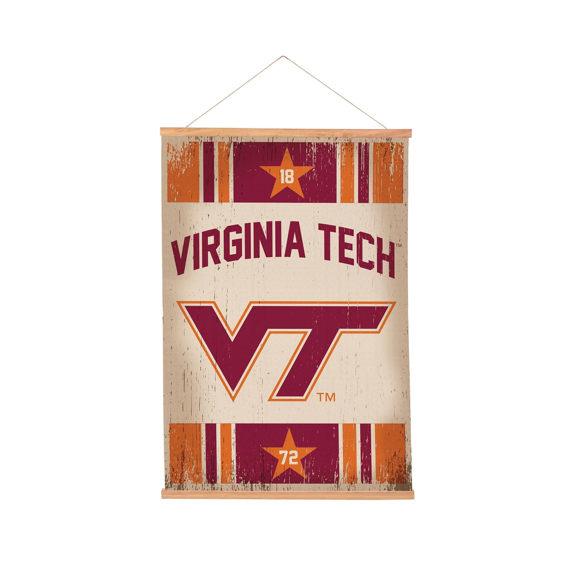 Virginia Tech Hokies 24" x 36" Antique Style Canvas Wall Art Tapestry with Wood Frame